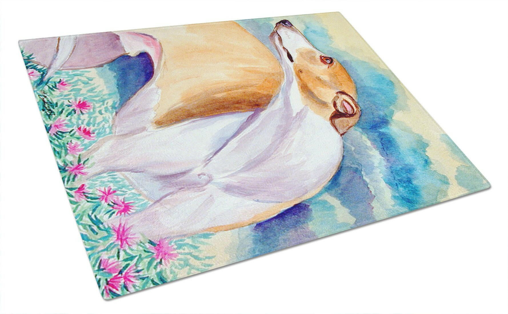 Whippet Cutting Board Tempered Glass Kitchen Cutting Surface, Heat Resistant Chopping, Non-Slip Feet, Food Prep & Serving