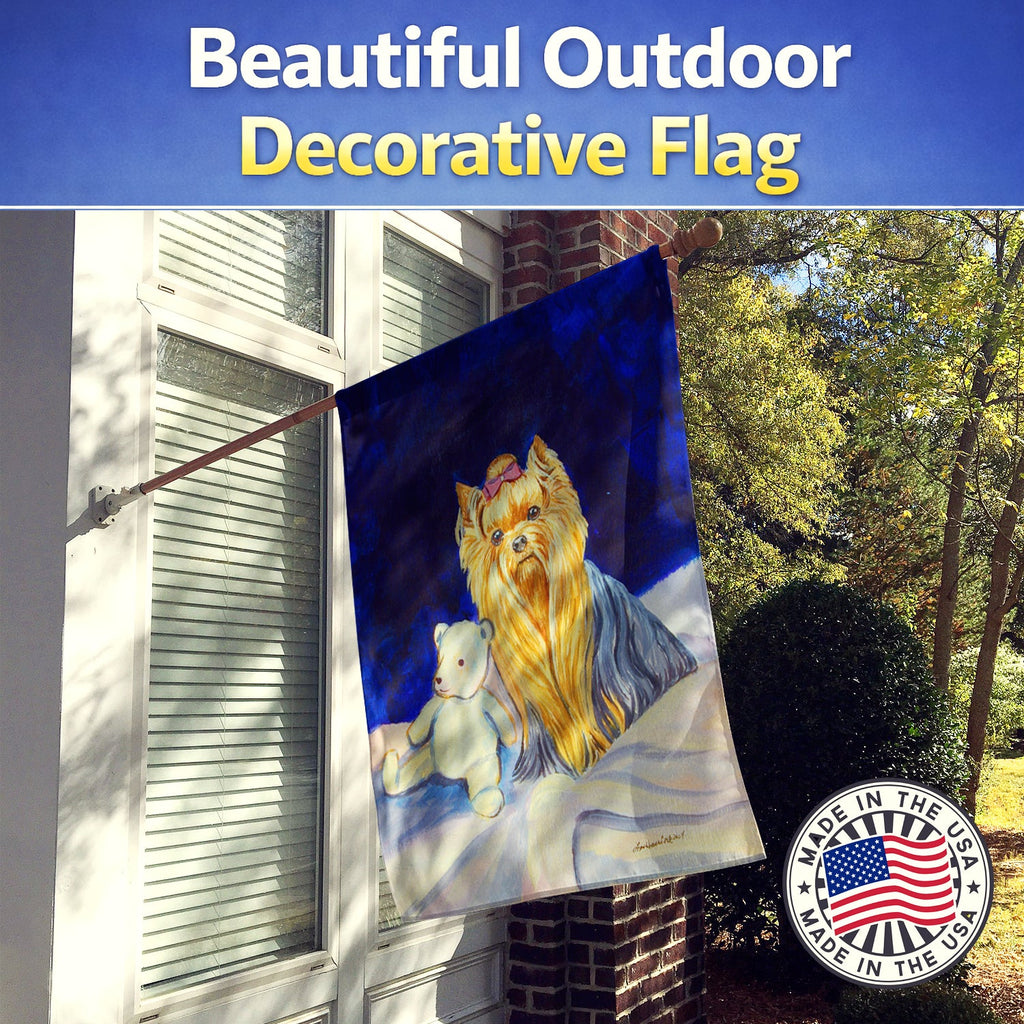Yorkie House Flag 28x40 Porch Sleeve Pole Decorative Outside Yard Banner Artwork Wall Hanging, Polyester