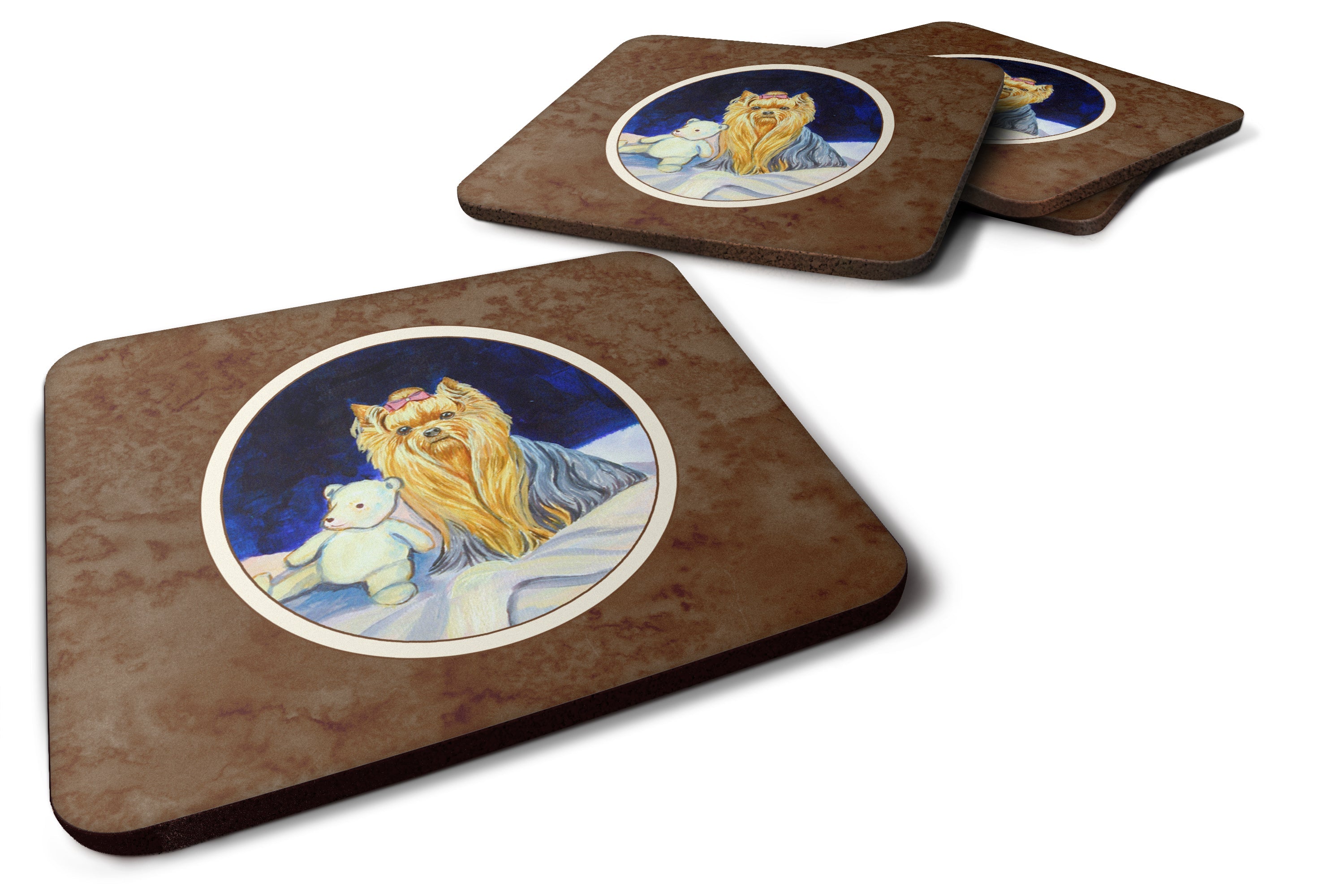 Yorkie Foam Coasters Set of 4 Cup Coasters for Indoor Outdoor, Tabletop Protection, Anti Slip, Mouse pad Material