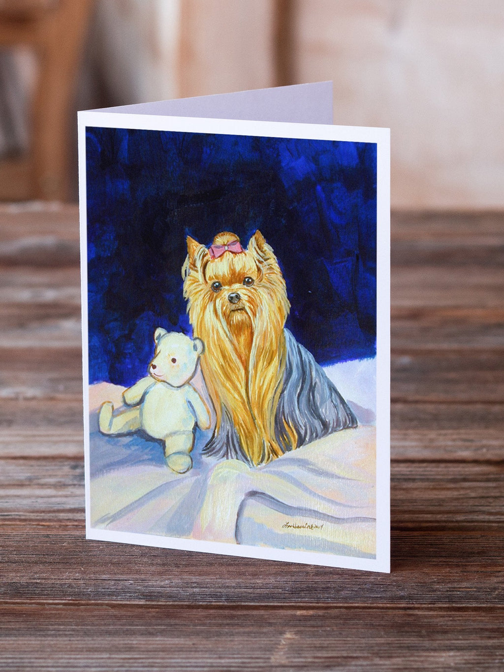 Yorkie Greeting Cards Pack of 8 Blank Cards with Envelopes Whimsical A7 Size 5x7