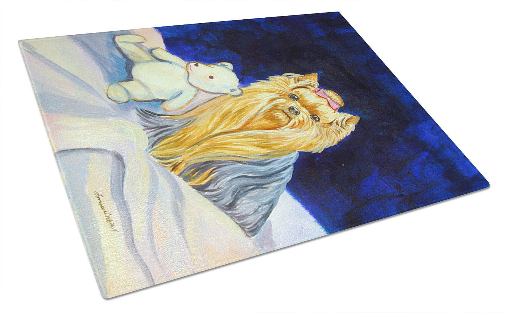 Yorkie Cutting Board Tempered Glass Kitchen Cutting Surface, Heat Resistant Chopping, Non-Slip Feet, Food Prep & Serving