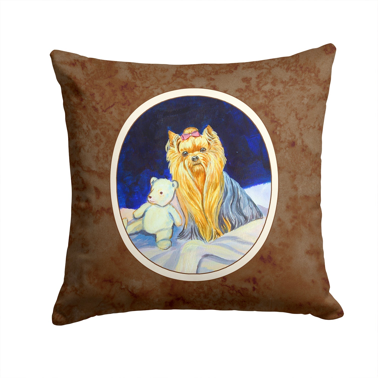 Yorkie Decorative Throw Pillow 14x14 Indoor Outdoor Accent Cushion, Fabric Cover with Insert for Sofa, Bed, Porch & Living Room