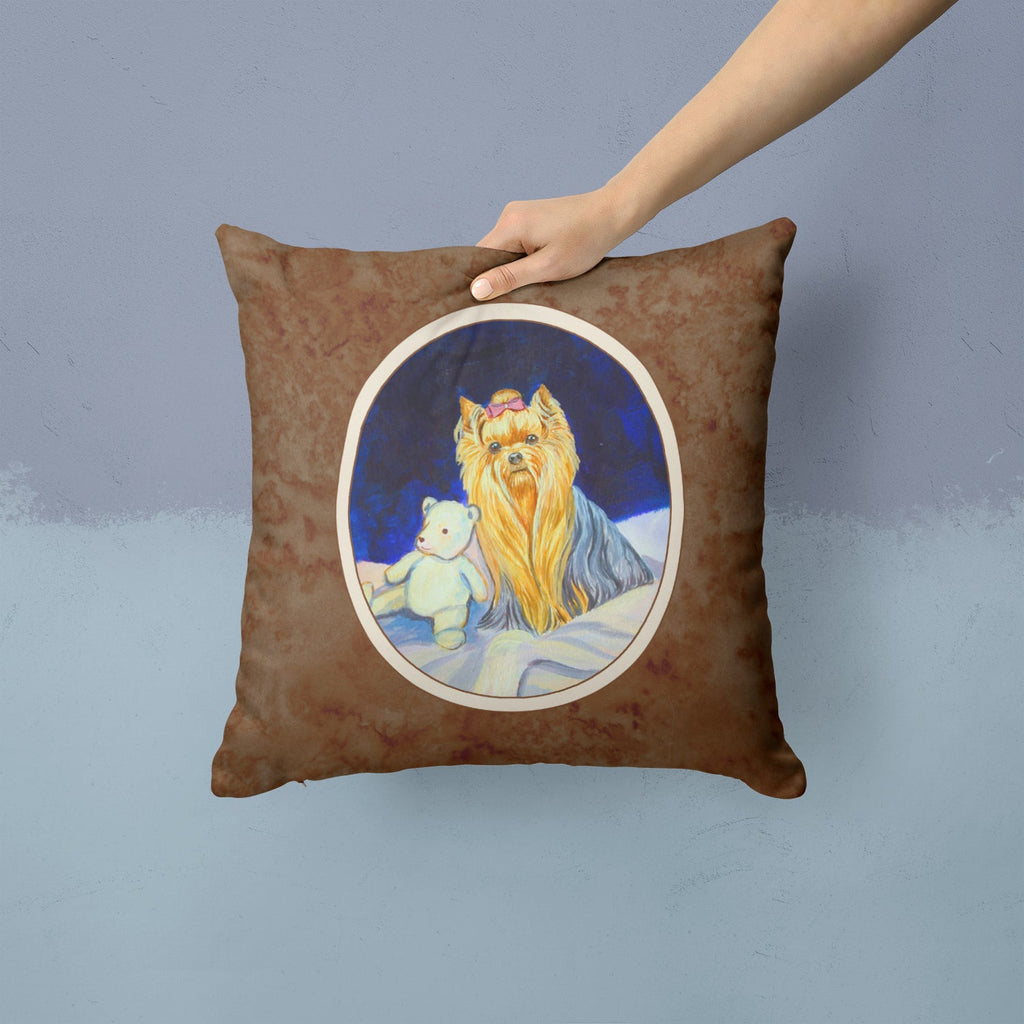 Yorkie Decorative Throw Pillow 14x14 Indoor Outdoor Accent Cushion, Fabric Cover with Insert for Sofa, Bed, Porch & Living Room
