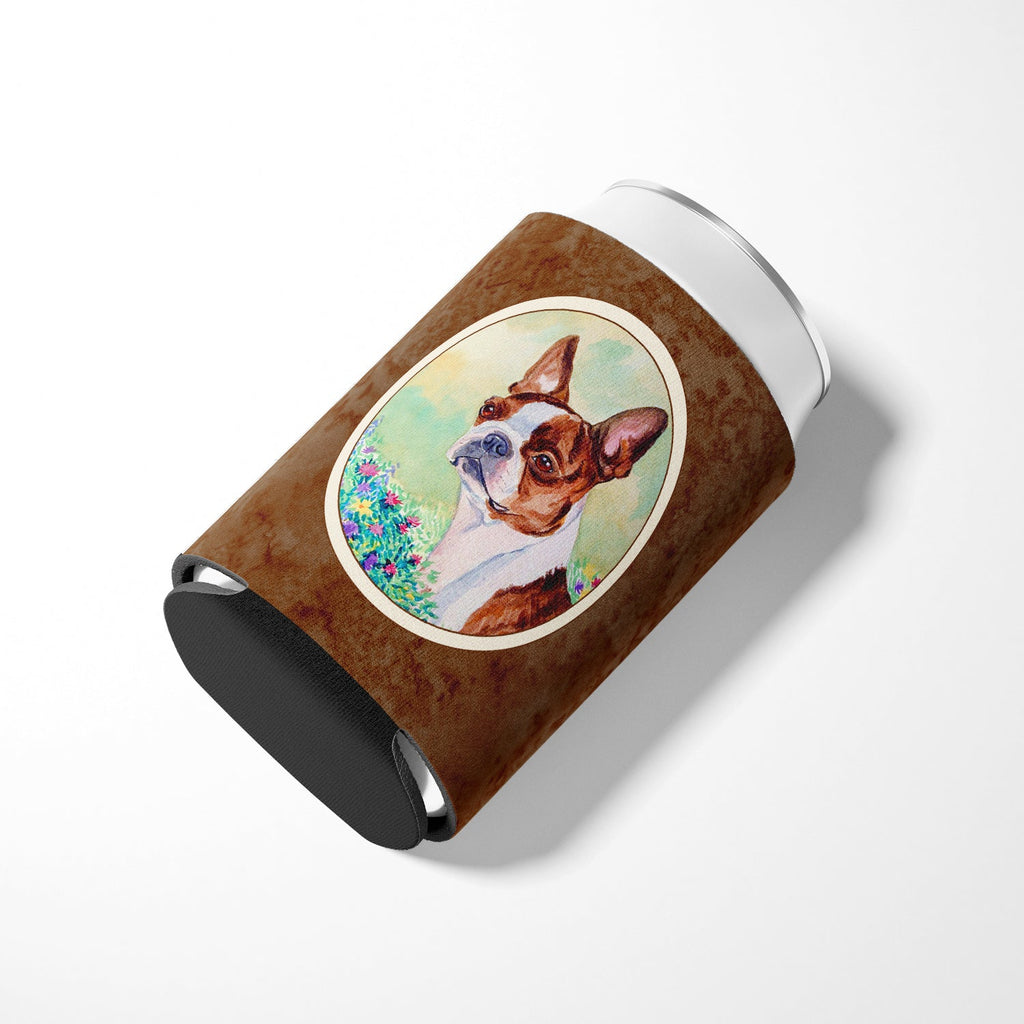 Red and White Boston Terrier Can or Bottle Hugger Cooler Sleeve for Standard 12 oz Cans, Insulated Foam Beer & Soda Can Hugger Reusable