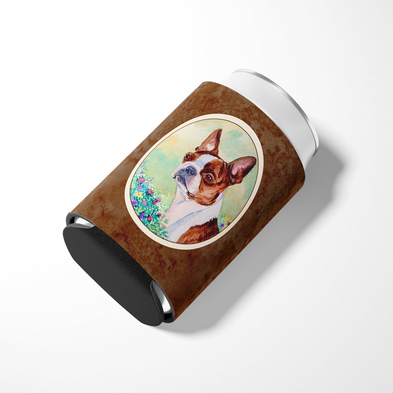 Red and White Boston Terrier Can or Bottle Hugger Cooler Sleeve for Standard 12 oz Cans, Insulated Foam Beer & Soda Can Hugger Reusable