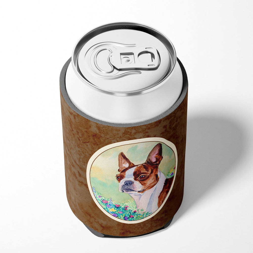 Red and White Boston Terrier Can or Bottle Hugger Cooler Sleeve for Standard 12 oz Cans, Insulated Foam Beer & Soda Can Hugger Reusable