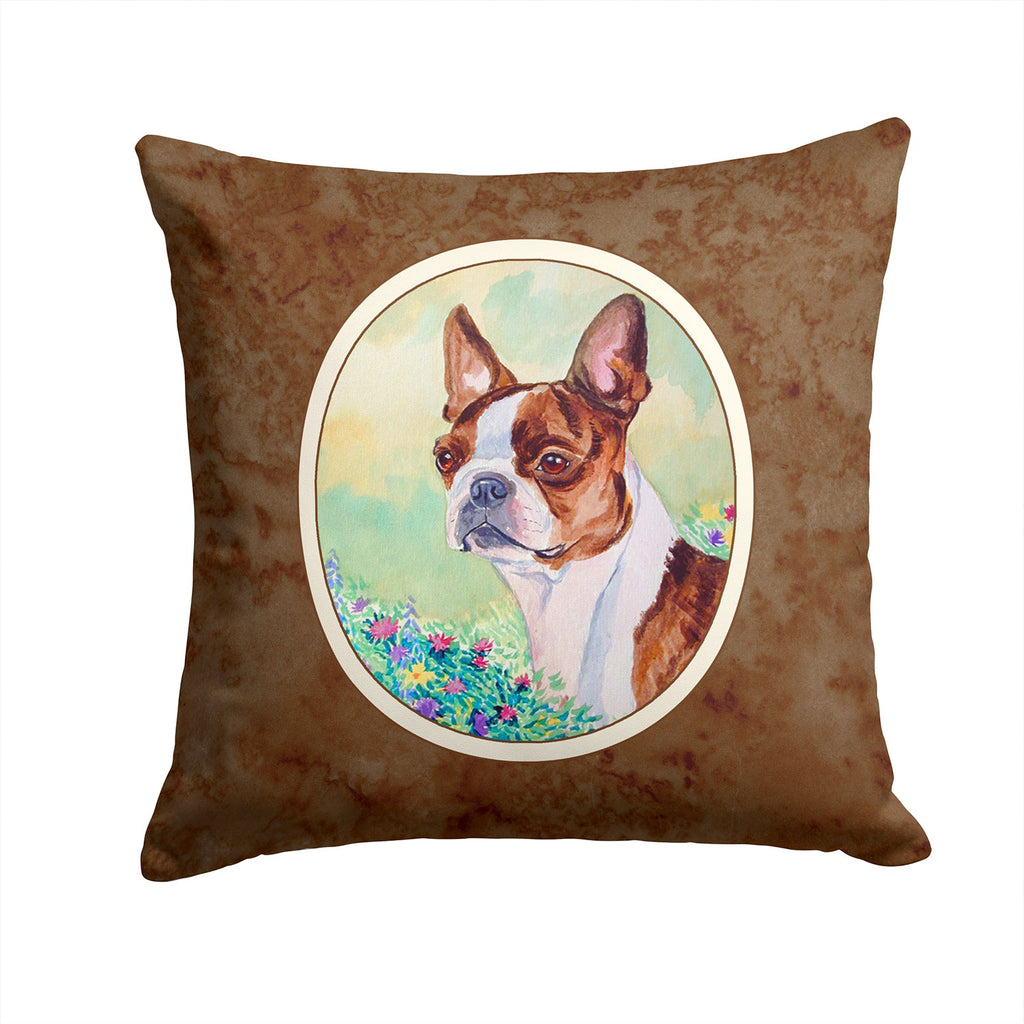 Red and White Boston Terrier Decorative Throw Pillow 14x14 Indoor Outdoor Accent Cushion, Fabric Cover with Insert for Sofa, Bed, Porch & Living Room