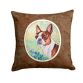 Red and White Boston Terrier Decorative Throw Pillow 14x14 Indoor Outdoor Accent Cushion, Fabric Cover with Insert for Sofa, Bed, Porch & Living Room