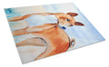 Red and White Basenji Cutting Board Tempered Glass Kitchen Cutting Surface, Heat Resistant Chopping, Non-Slip Feet, Food Prep & Serving