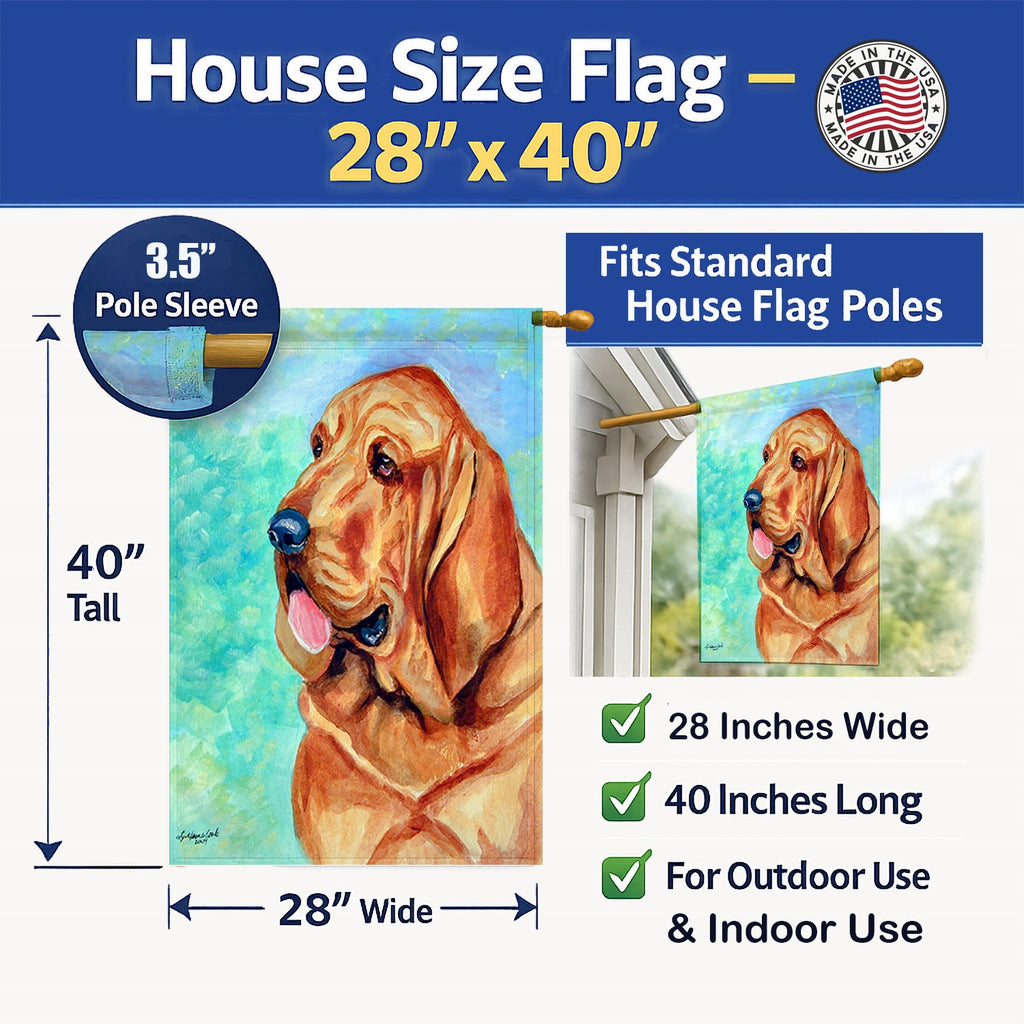 Bloodhound House Flag 28x40 Porch Sleeve Pole Decorative Outside Yard Banner Artwork Wall Hanging, Polyester