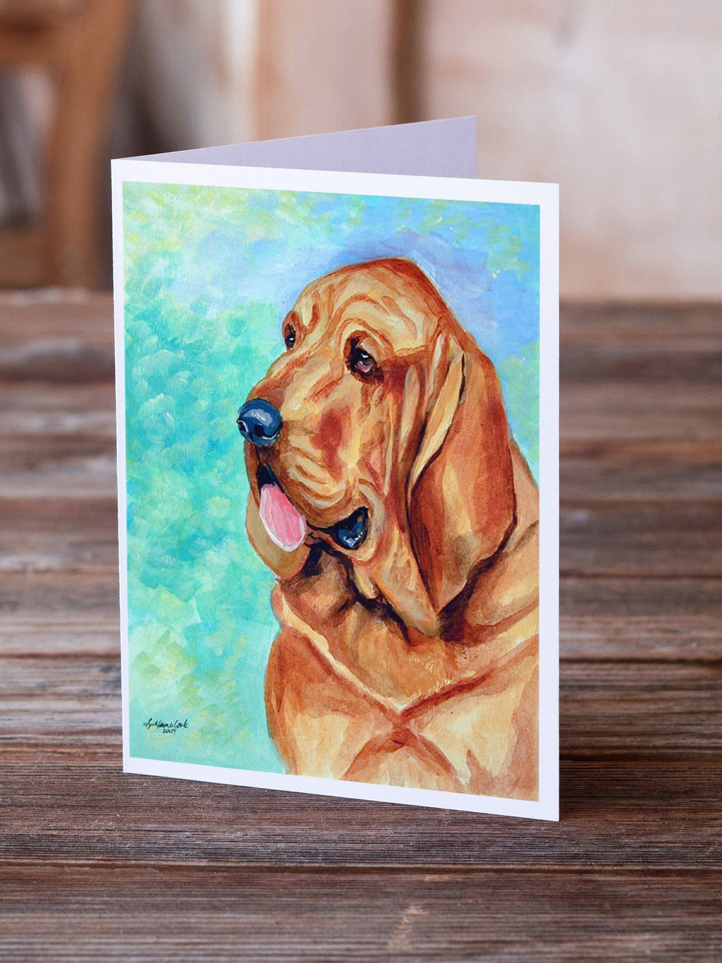 Bloodhound Greeting Cards Pack of 8 Blank Cards with Envelopes Whimsical A7 Size 5x7