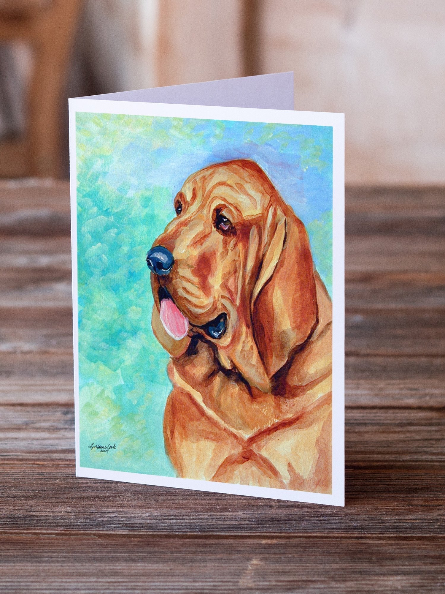 Bloodhound Greeting Cards Pack of 8 Blank Cards with Envelopes Whimsical A7 Size 5x7