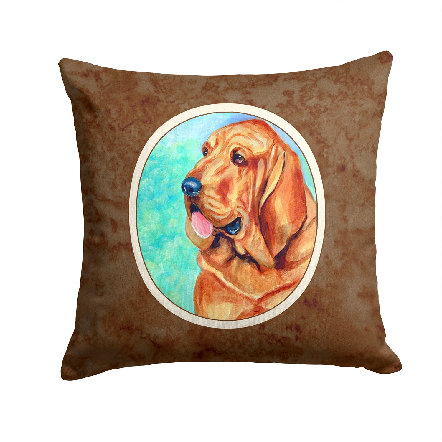Bloodhound Decorative Throw Pillow 14x14 Indoor Outdoor Accent Cushion, Fabric Cover with Insert for Sofa, Bed, Porch & Living Room