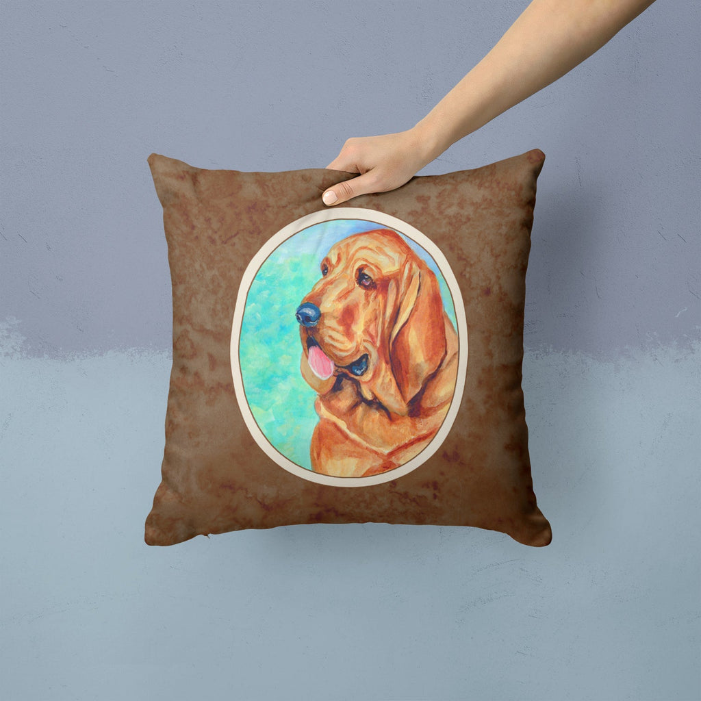 Bloodhound Decorative Throw Pillow 14x14 Indoor Outdoor Accent Cushion, Fabric Cover with Insert for Sofa, Bed, Porch & Living Room