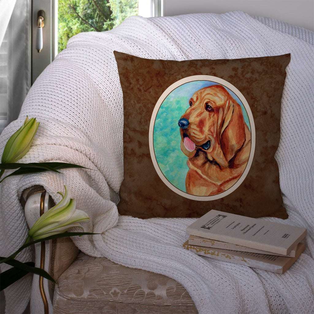 Bloodhound Decorative Throw Pillow 14x14 Indoor Outdoor Accent Cushion, Fabric Cover with Insert for Sofa, Bed, Porch & Living Room