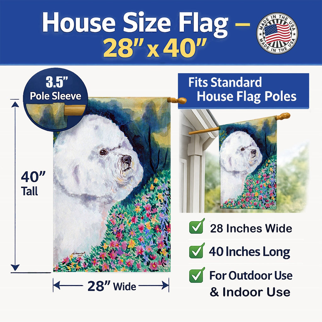 Bichon Frise House Flag 28x40 Porch Sleeve Pole Decorative Outside Yard Banner Artwork Wall Hanging, Polyester