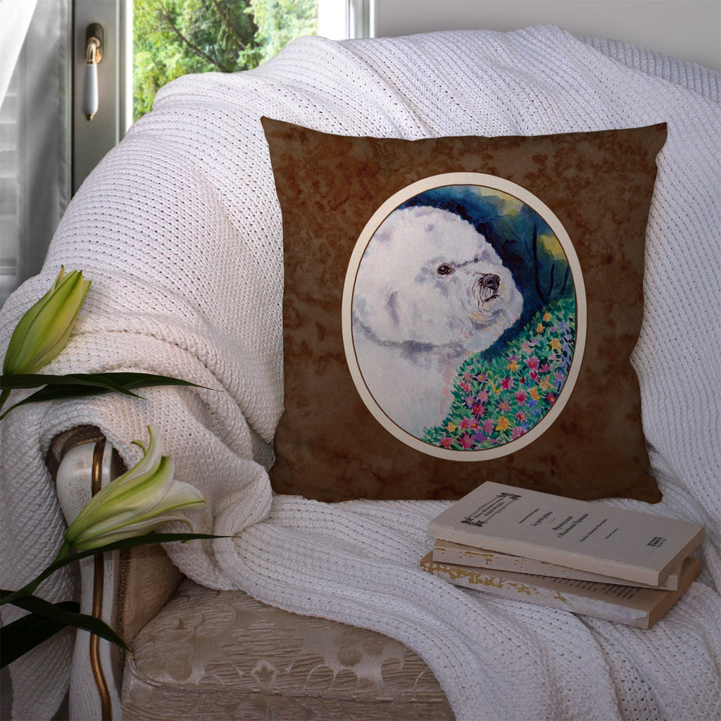 Bichon Frise Decorative Throw Pillow 14x14 Indoor Outdoor Accent Cushion, Fabric Cover with Insert for Sofa, Bed, Porch & Living Room