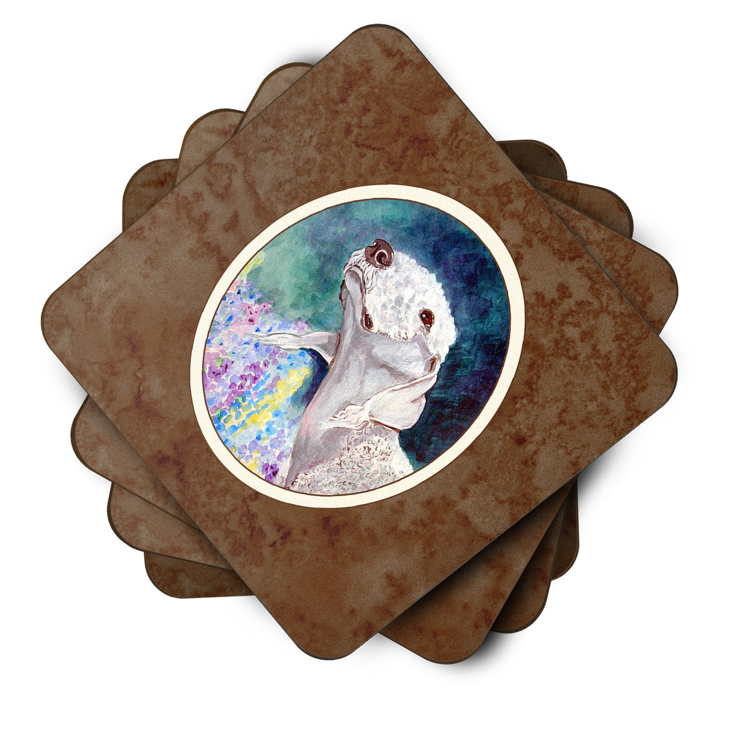 Bedlington Terrier Foam Coasters Set of 4 Cup Coasters for Indoor Outdoor, Tabletop Protection, Anti Slip, Mouse pad Material