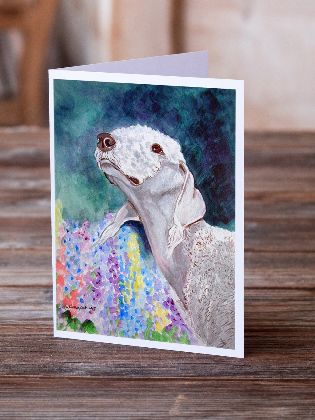Bedlington Terrier Greeting Cards Pack of 8 Blank Cards with Envelopes Whimsical A7 Size 5x7