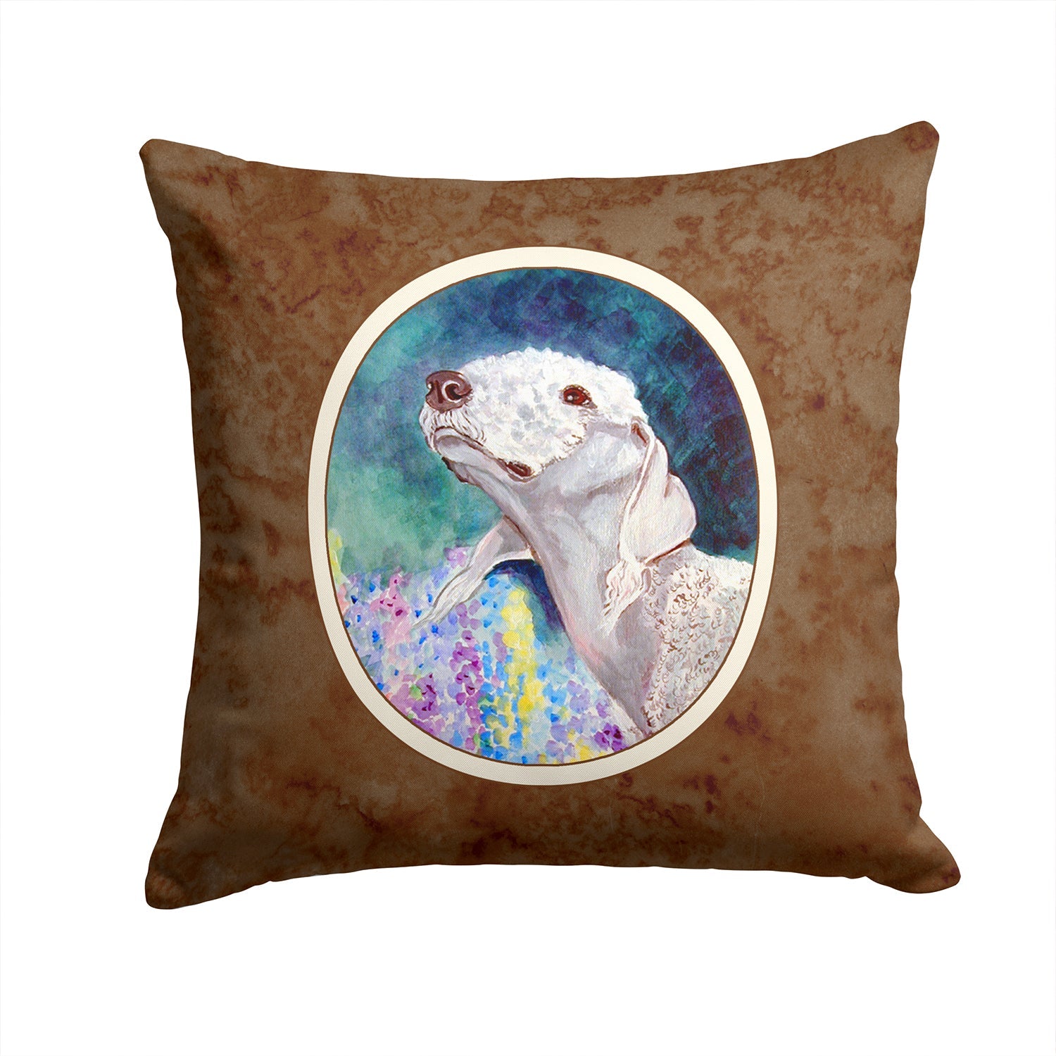 Bedlington Terrier Decorative Throw Pillow 14x14 Indoor Outdoor Accent Cushion, Fabric Cover with Insert for Sofa, Bed, Porch & Living Room