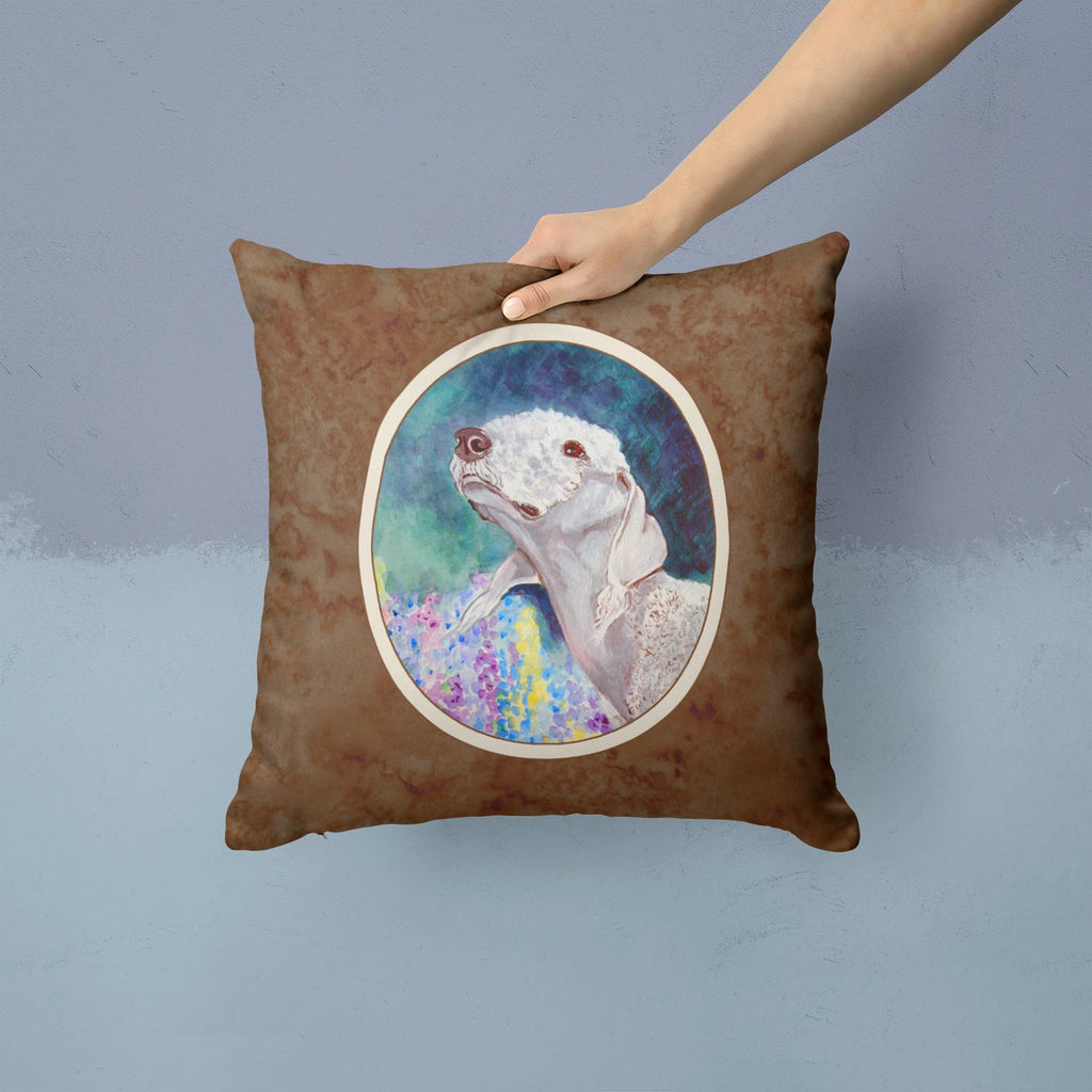 Bedlington Terrier Decorative Throw Pillow 14x14 Indoor Outdoor Accent Cushion, Fabric Cover with Insert for Sofa, Bed, Porch & Living Room