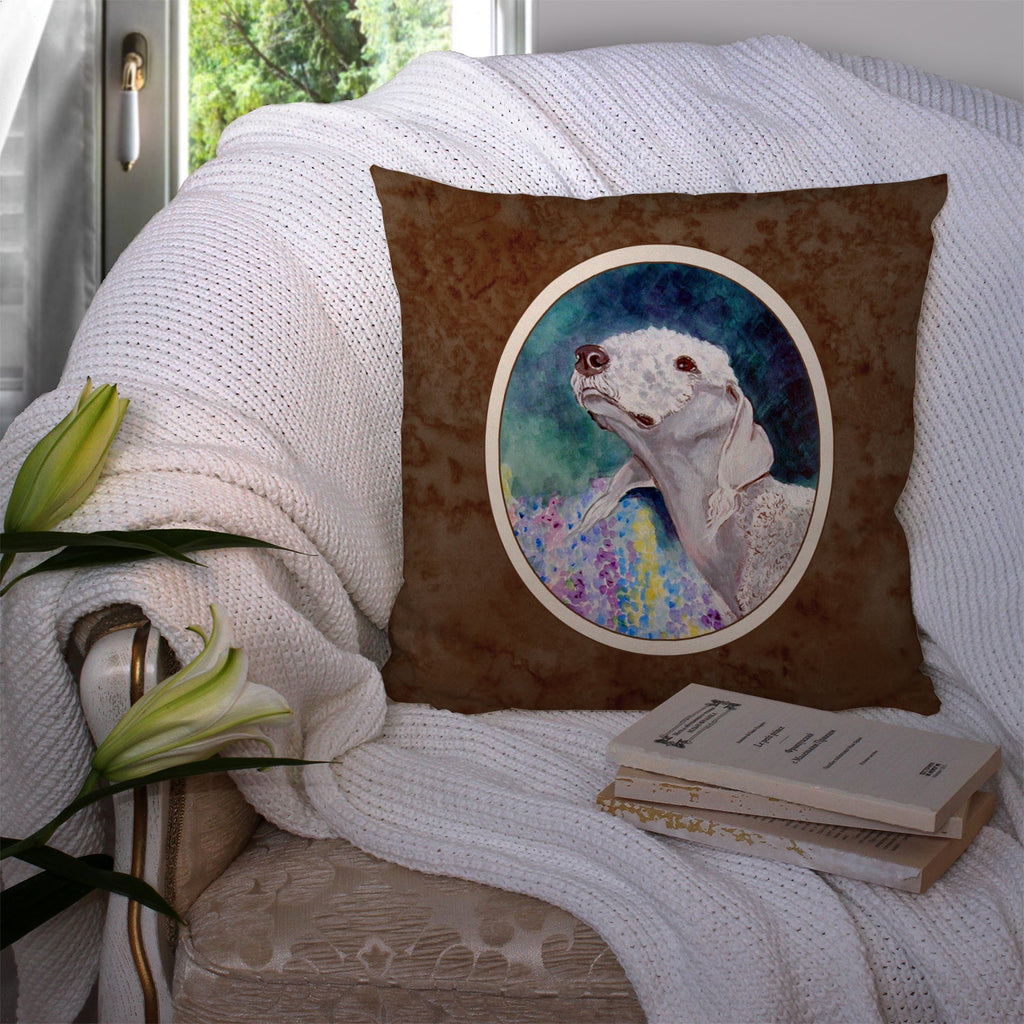 Bedlington Terrier Decorative Throw Pillow 14x14 Indoor Outdoor Accent Cushion, Fabric Cover with Insert for Sofa, Bed, Porch & Living Room