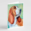 Basset Hound Greeting Cards Pack of 8 Blank Cards with Envelopes Whimsical A7 Size 5x7