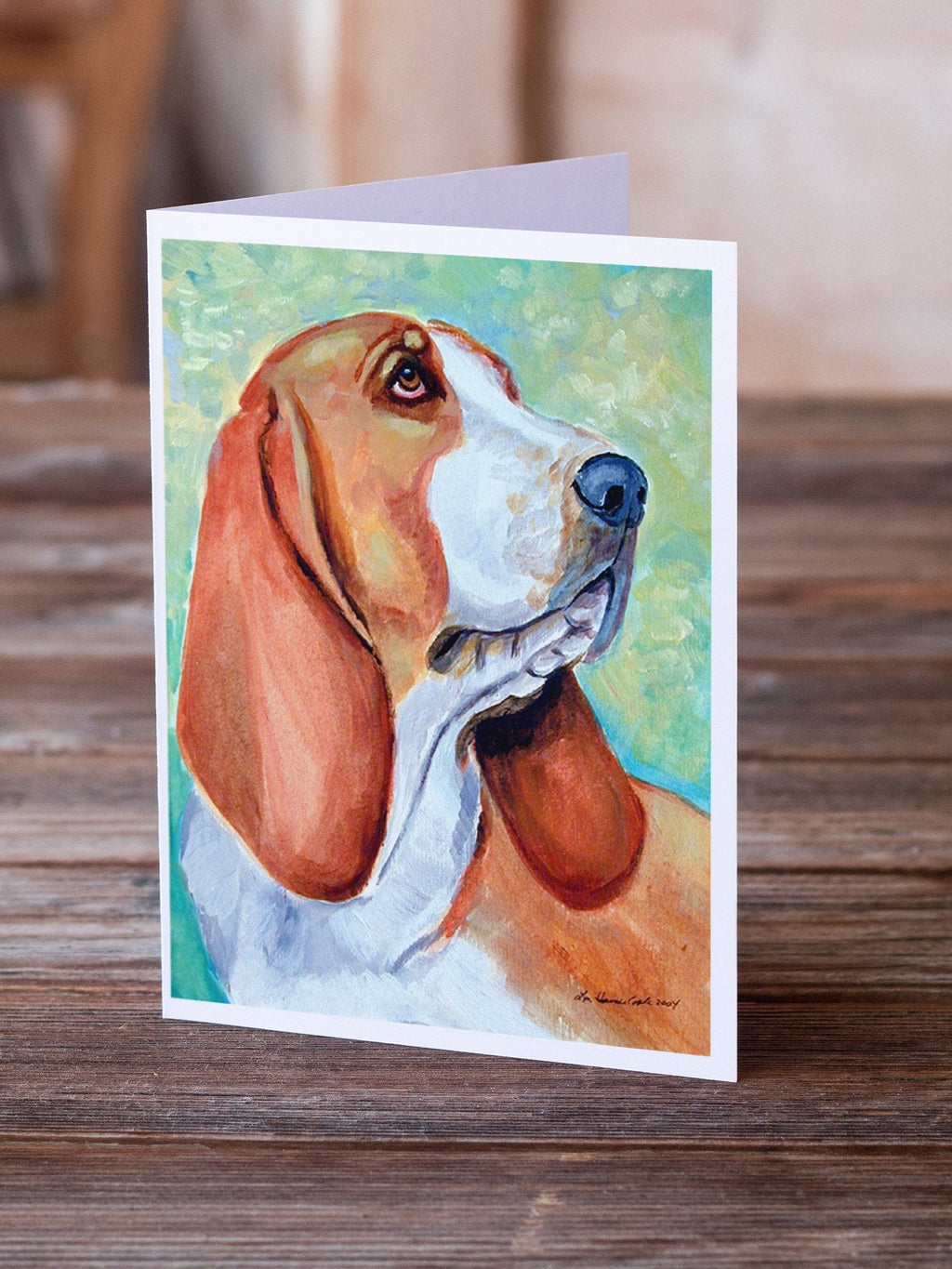 Basset Hound Greeting Cards Pack of 8 Blank Cards with Envelopes Whimsical A7 Size 5x7