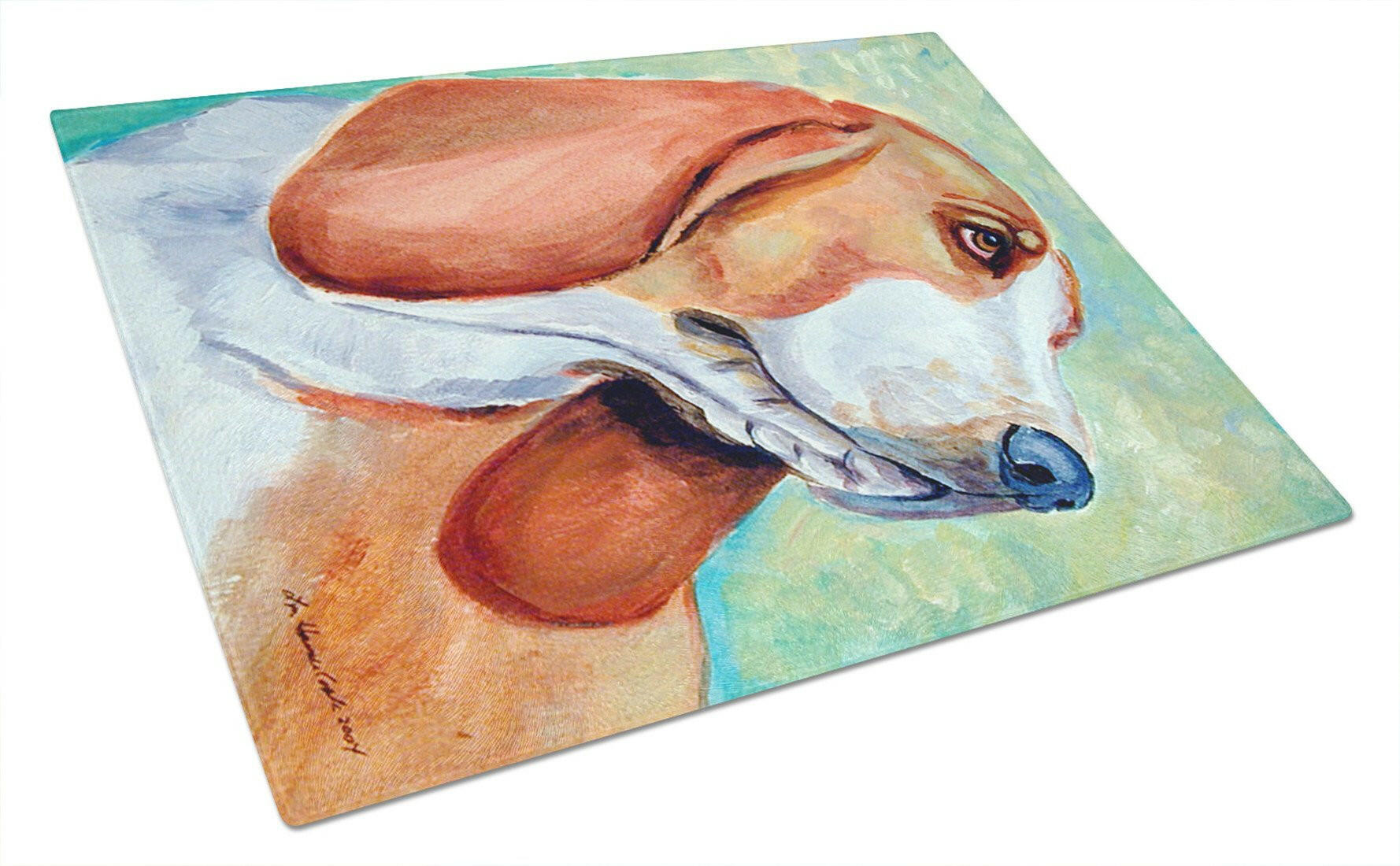 Basset Hound Cutting Board Tempered Glass Kitchen Cutting Surface, Heat Resistant Chopping, Non-Slip Feet, Food Prep & Serving