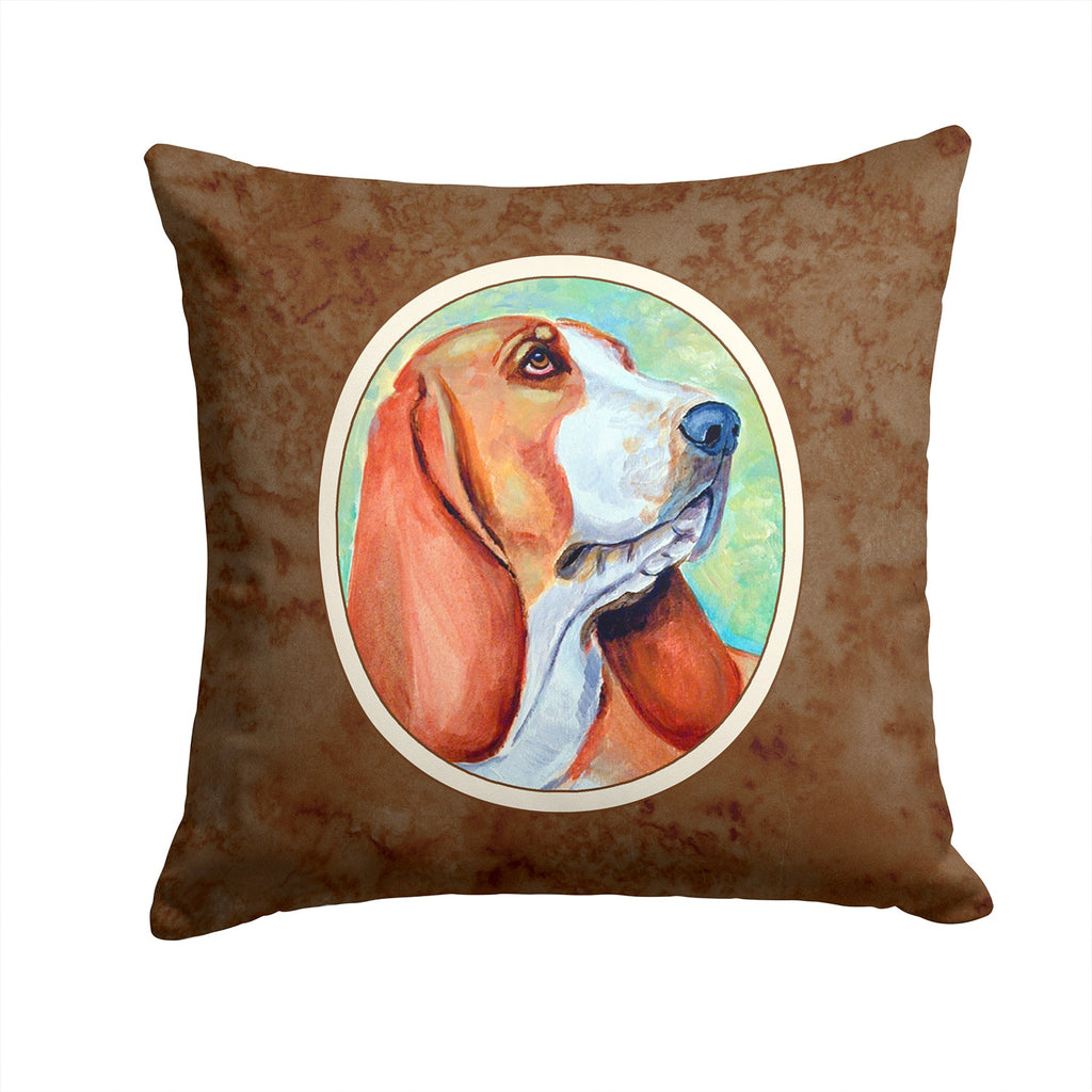 Basset Hound Decorative Throw Pillow 14x14 Indoor Outdoor Accent Cushion, Fabric Cover with Insert for Sofa, Bed, Porch & Living Room
