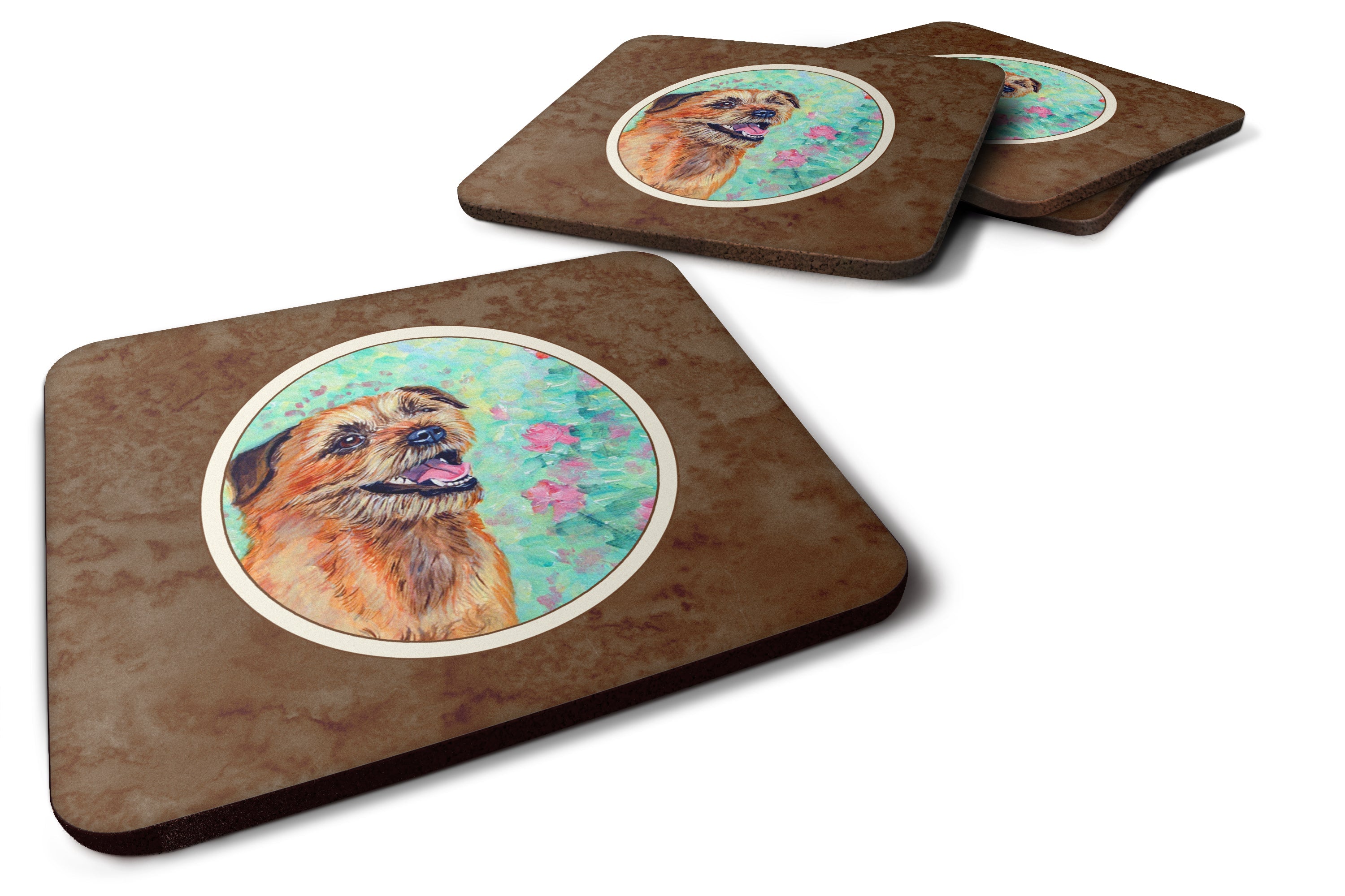 Border Terrier Foam Coasters Set of 4 Cup Coasters for Indoor Outdoor, Tabletop Protection, Anti Slip, Mouse pad Material