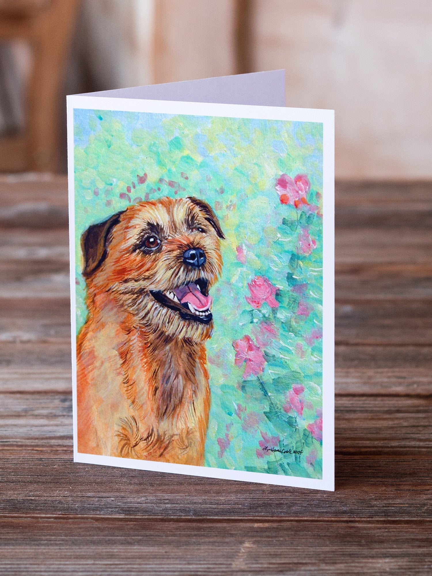 Border Terrier Greeting Cards Pack of 8 Blank Cards with Envelopes Whimsical A7 Size 5x7