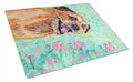 Border Terrier Cutting Board Tempered Glass Kitchen Cutting Surface, Heat Resistant Chopping, Non-Slip Feet, Food Prep & Serving