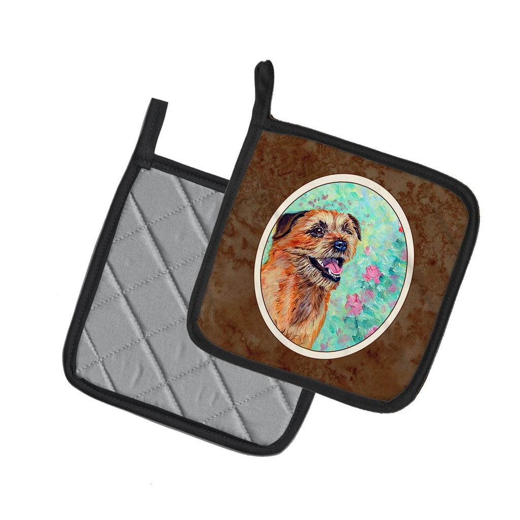 Border Terrier Pot Holder Set of 2 Heat Resistant Quilted Hot Pads 7.5 x 7.5 Inch, Insulated Kitchen Trivets for Cooking & Baking