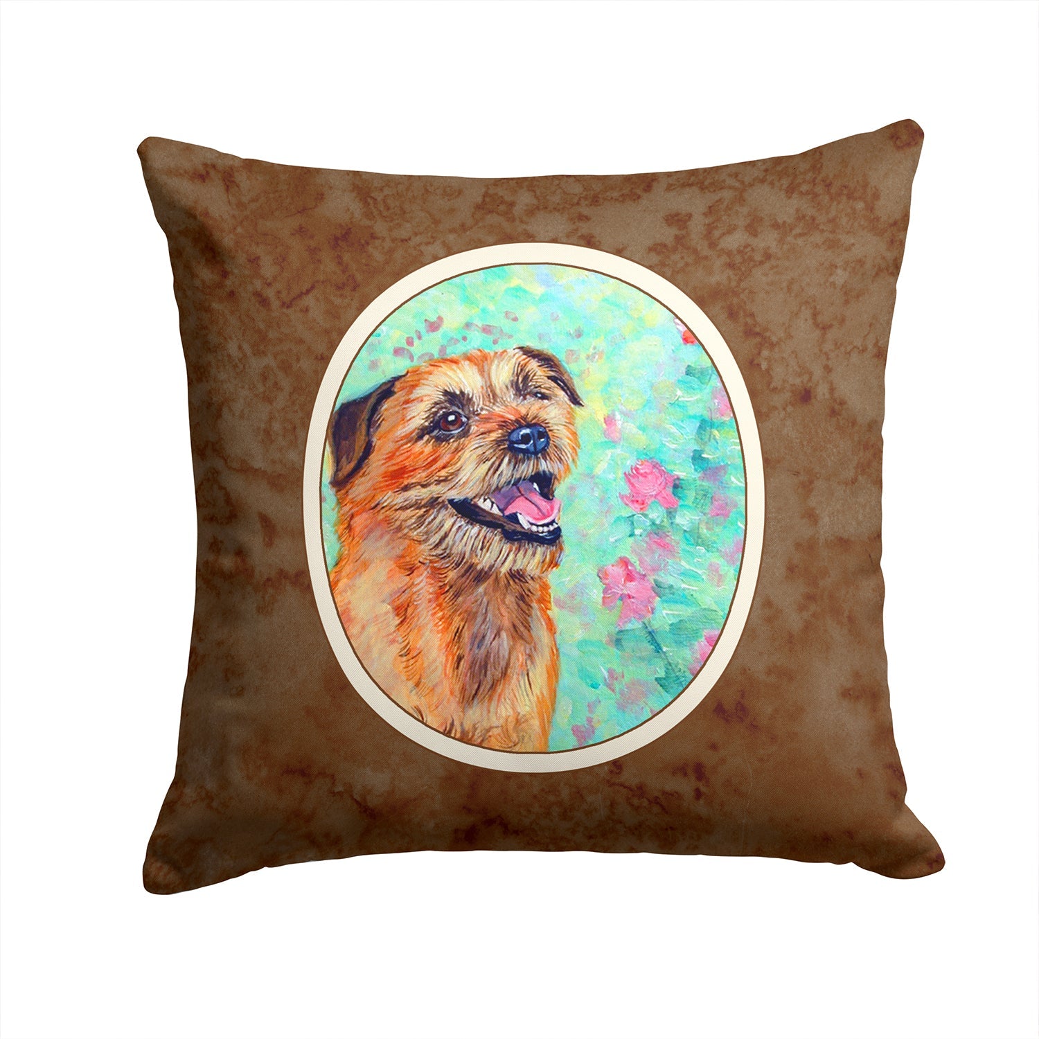 Border Terrier Decorative Throw Pillow 14x14 Indoor Outdoor Accent Cushion, Fabric Cover with Insert for Sofa, Bed, Porch & Living Room