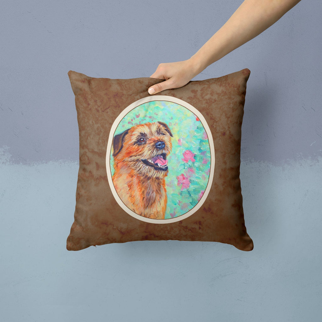 Border Terrier Decorative Throw Pillow 14x14 Indoor Outdoor Accent Cushion, Fabric Cover with Insert for Sofa, Bed, Porch & Living Room