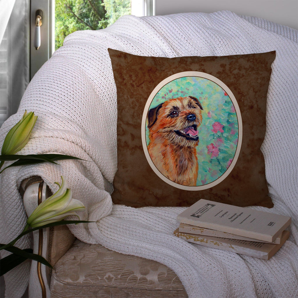 Border Terrier Decorative Throw Pillow 14x14 Indoor Outdoor Accent Cushion, Fabric Cover with Insert for Sofa, Bed, Porch & Living Room