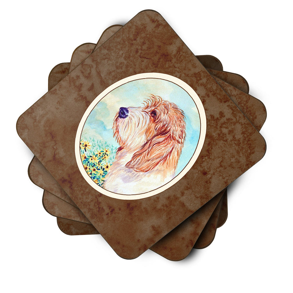 Petit Basset Griffon Vendeen PBGV Foam Coasters Set of 4 Cup Coasters for Indoor Outdoor, Tabletop Protection, Anti Slip, Mouse pad Material