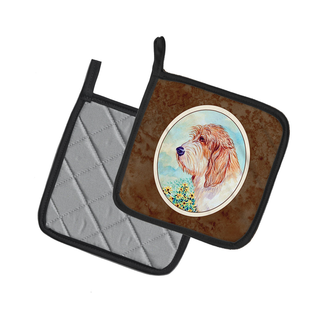Petit Basset Griffon Vendeen PBGV Pot Holder Set of 2 Heat Resistant Quilted Hot Pads 7.5 x 7.5 Inch, Insulated Kitchen Trivets for Cooking & Baking