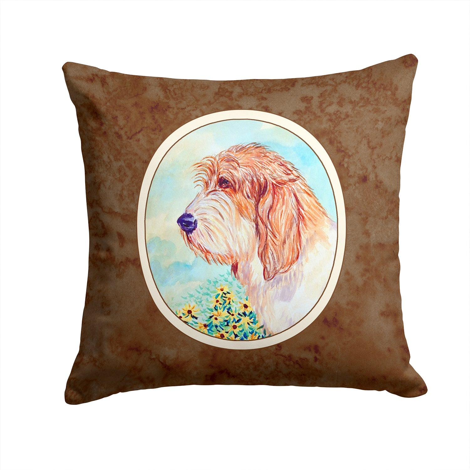 Petit Basset Griffon Vendeen PBGV Decorative Throw Pillow 14x14 Indoor Outdoor Accent Cushion, Fabric Cover with Insert for Sofa, Bed, Porch & Living Room
