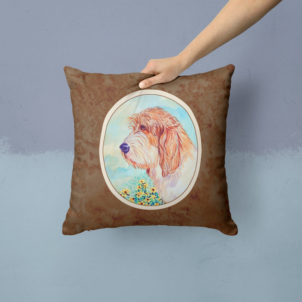 Petit Basset Griffon Vendeen PBGV Decorative Throw Pillow 14x14 Indoor Outdoor Accent Cushion, Fabric Cover with Insert for Sofa, Bed, Porch & Living Room