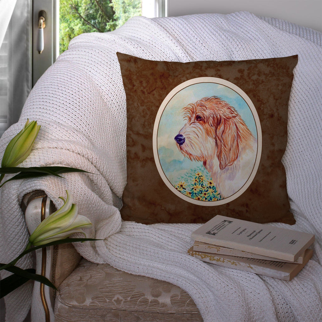 Petit Basset Griffon Vendeen PBGV Decorative Throw Pillow 14x14 Indoor Outdoor Accent Cushion, Fabric Cover with Insert for Sofa, Bed, Porch & Living Room