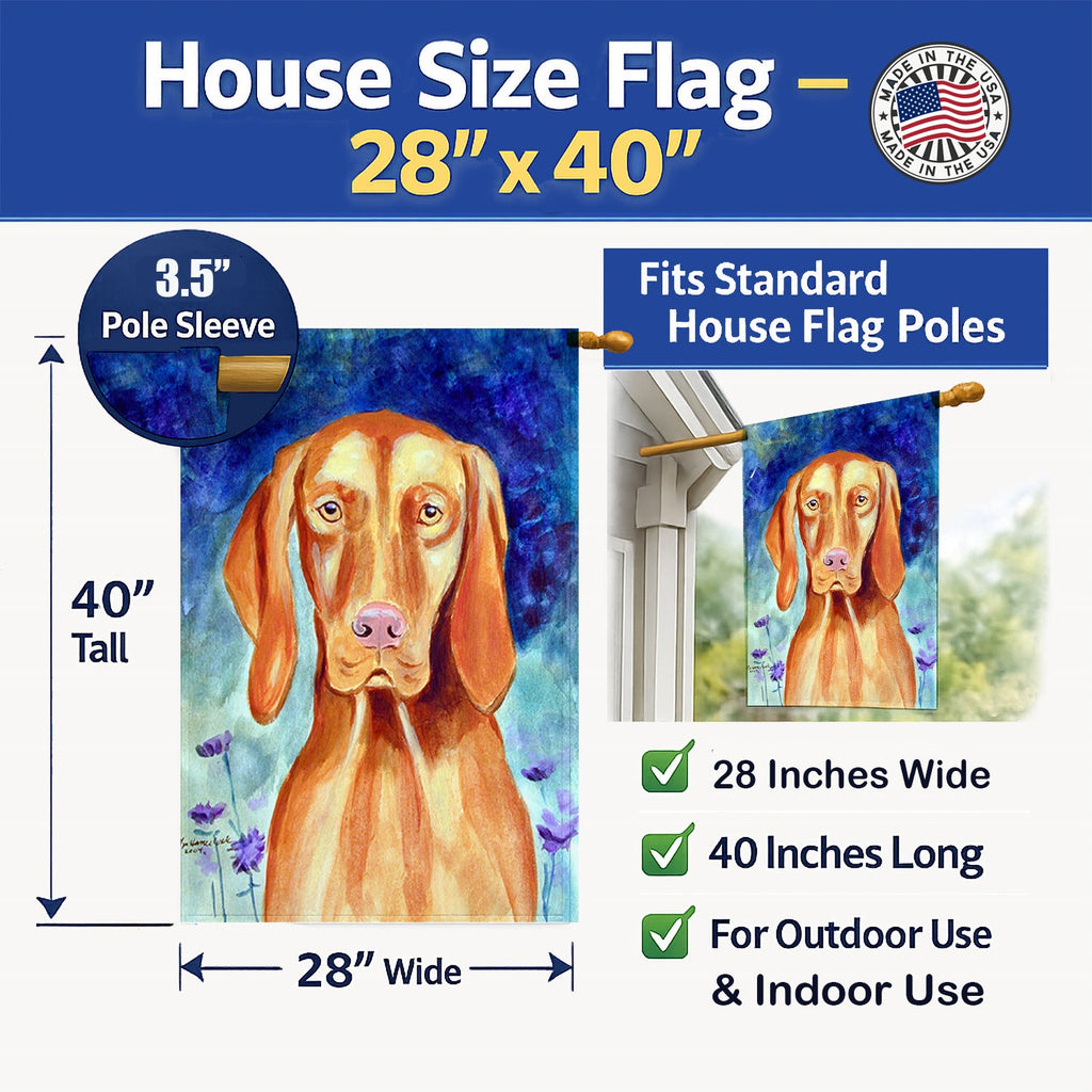 Vizsla House Flag 28x40 Porch Sleeve Pole Decorative Outside Yard Banner Artwork Wall Hanging, Polyester