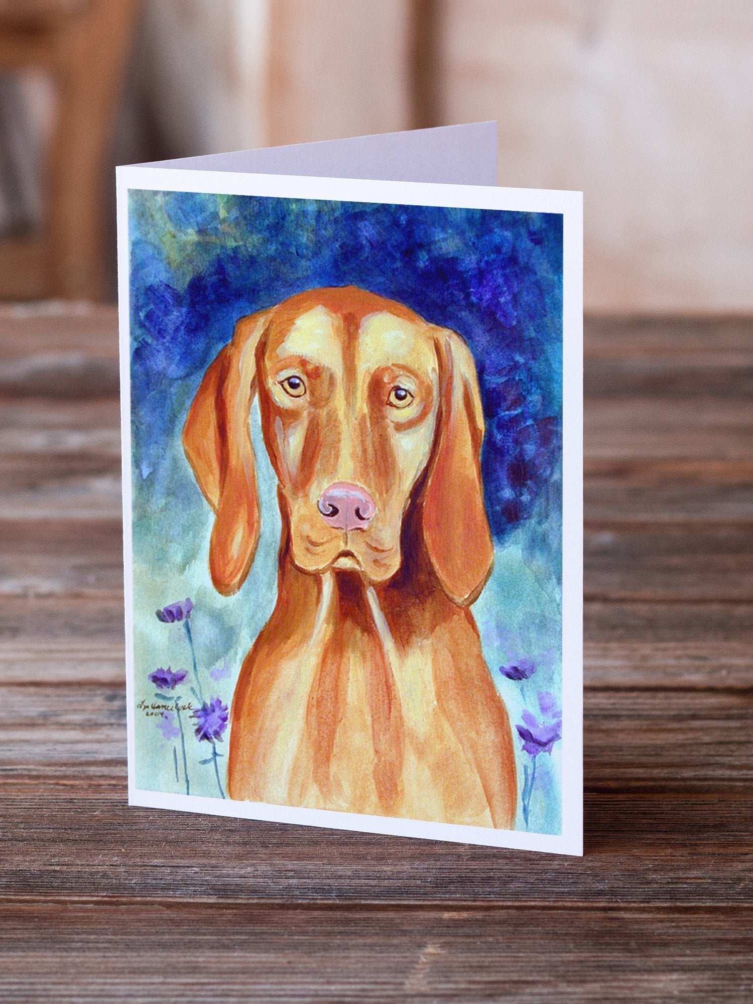 Vizsla Greeting Cards Pack of 8 Blank Cards with Envelopes Whimsical A7 Size 5x7