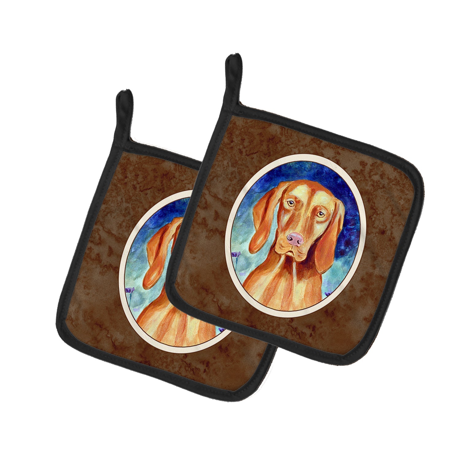 Vizsla Pot Holder Set of 2 Heat Resistant Quilted Hot Pads 7.5 x 7.5 Inch, Insulated Kitchen Trivets for Cooking & Baking