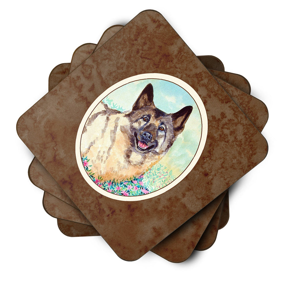 Norwegian Elkhound Foam Coasters Set of 4 Cup Coasters for Indoor Outdoor, Tabletop Protection, Anti Slip, Mouse pad Material
