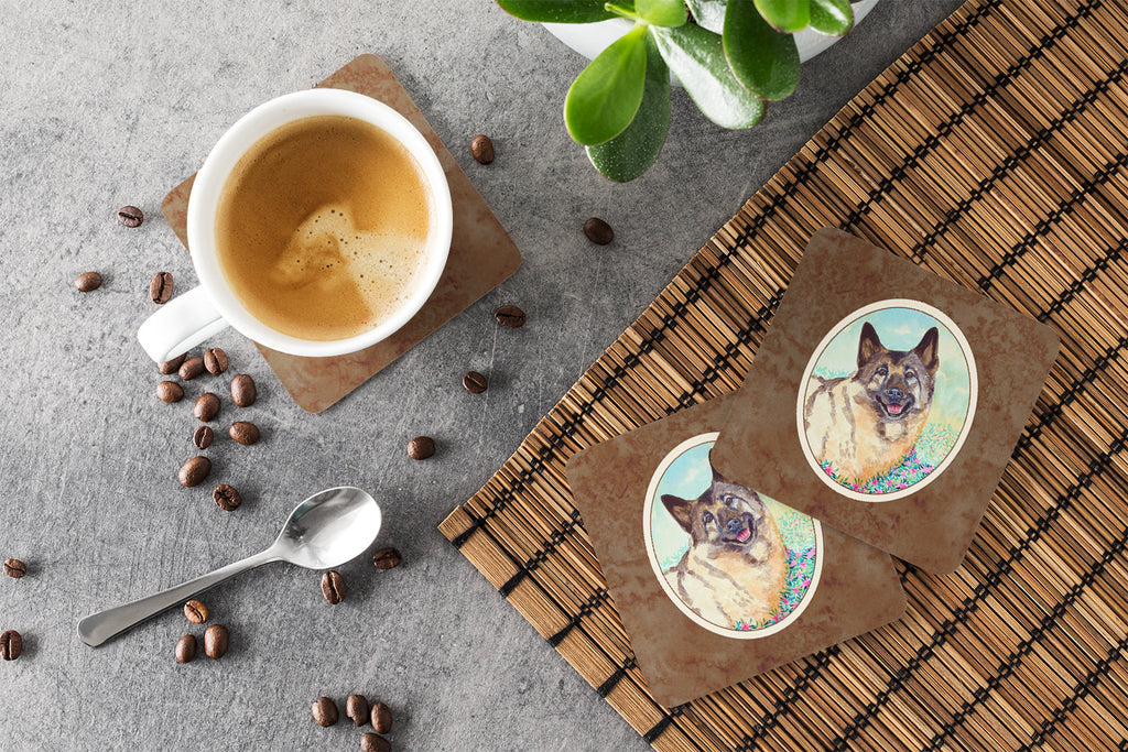Norwegian Elkhound Foam Coasters Set of 4 Cup Coasters for Indoor Outdoor, Tabletop Protection, Anti Slip, Mouse pad Material