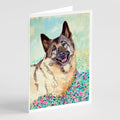 Norwegian Elkhound Greeting Cards Pack of 8 Blank Cards with Envelopes Whimsical A7 Size 5x7