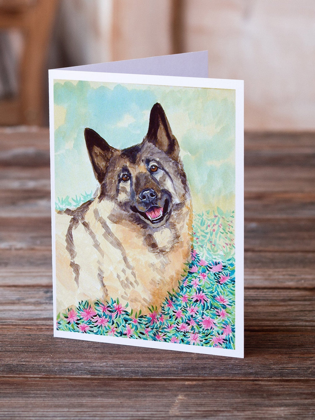 Norwegian Elkhound Greeting Cards Pack of 8 Blank Cards with Envelopes Whimsical A7 Size 5x7