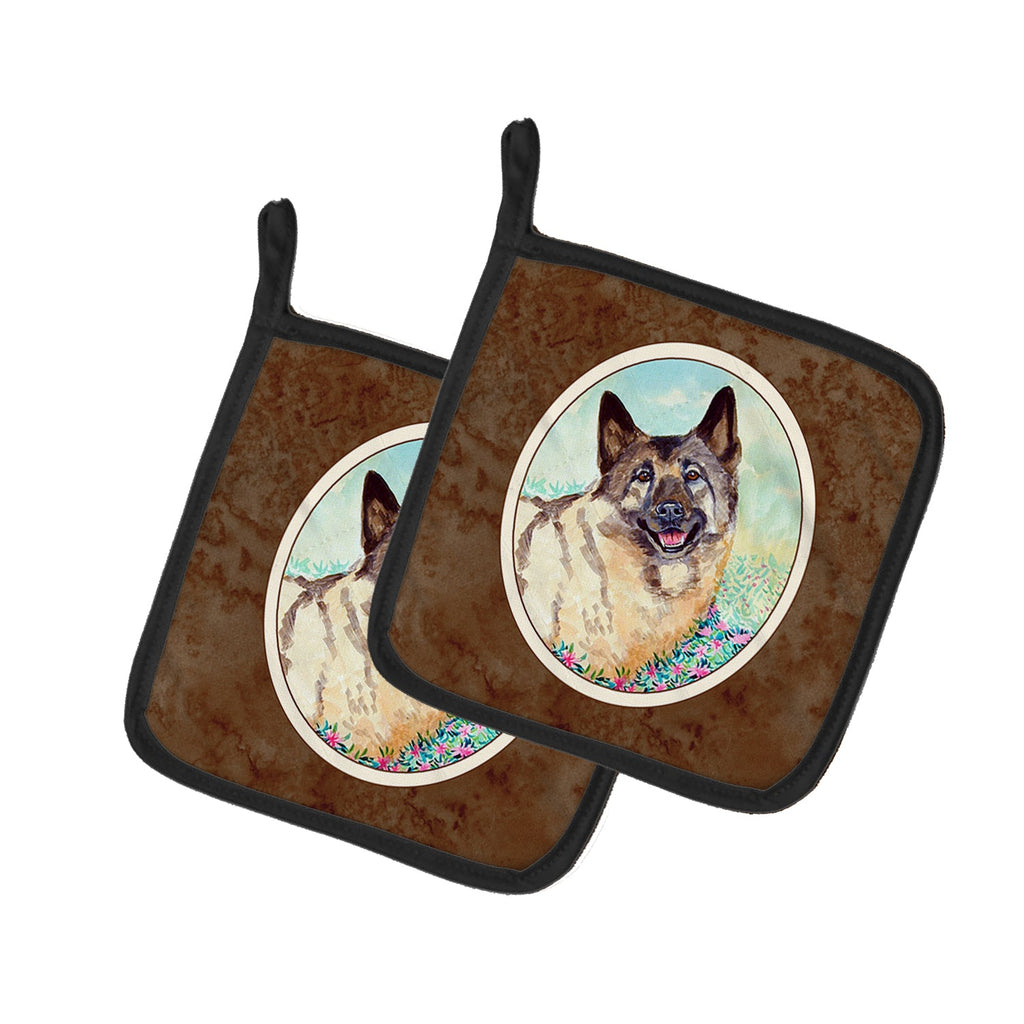Norwegian Elkhound Pot Holder Set of 2 Heat Resistant Quilted Hot Pads 7.5 x 7.5 Inch, Insulated Kitchen Trivets for Cooking & Baking